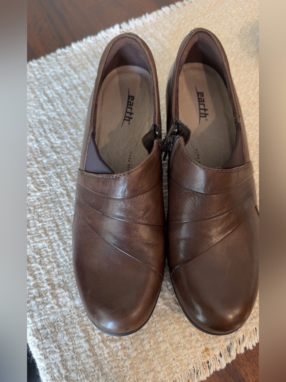 Earth "Glory" Brown Leather Ankle Booties
